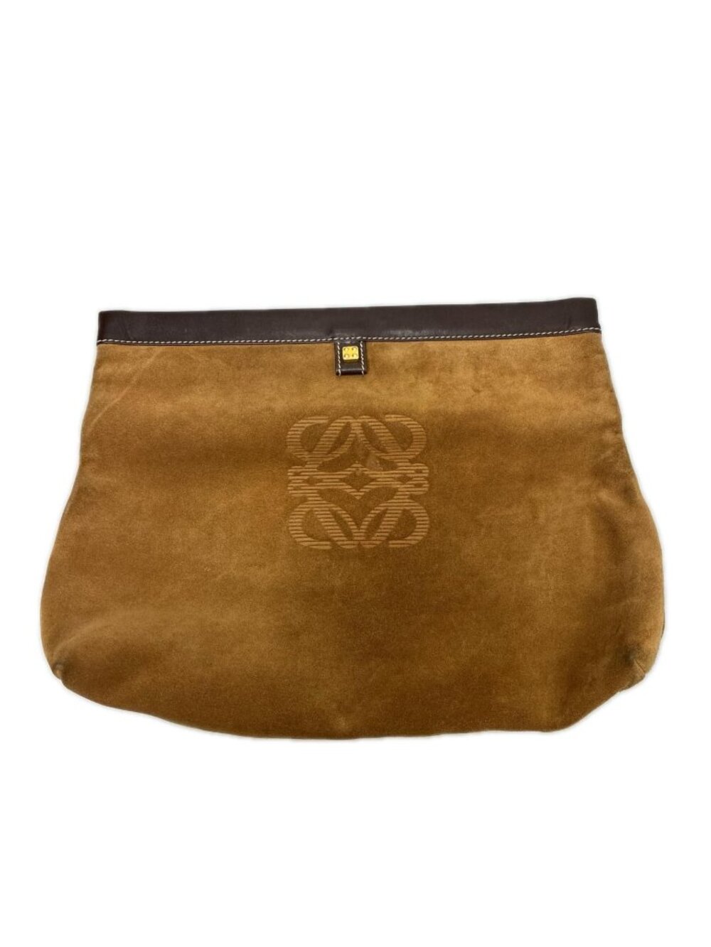 Loewe Clutch Embossed Anagram Suede Leather Vintage Brown